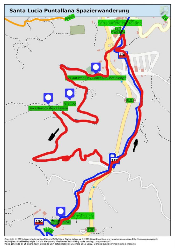 Wanderkarte Puntallana La Palma Wandern