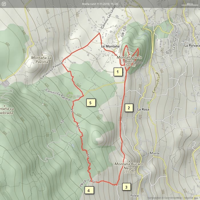 La Palma Wandern Landkarte Rundwanderung Brena