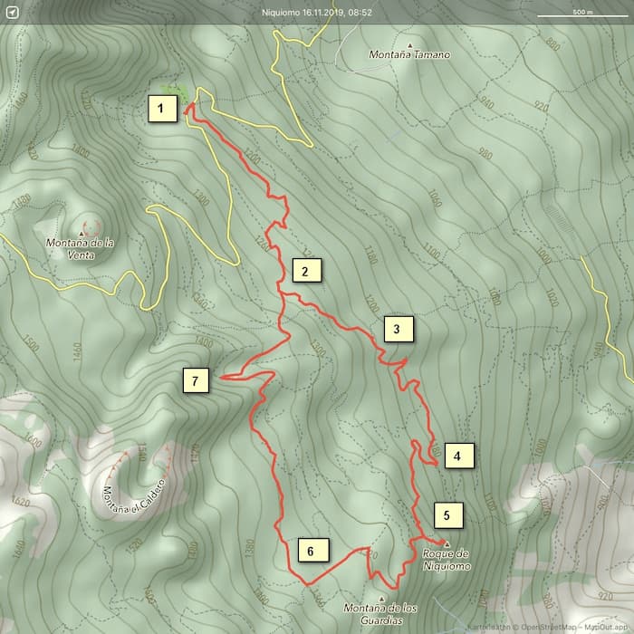 La Palma Wandern-Landkarte zum Niquiomo